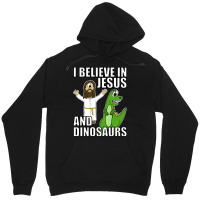 I Believe In Jesus And Dinosaurs Funny Christian Humor Unisex Hoodie | Artistshot