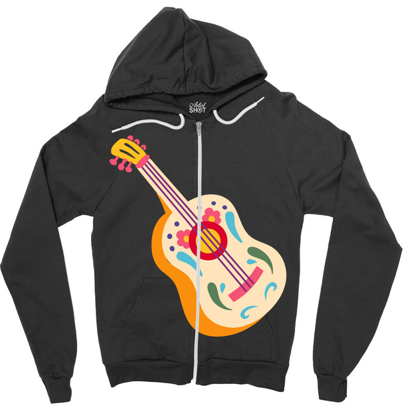 Mexican Guitar Zipper Hoodie by poppyallen | Artistshot