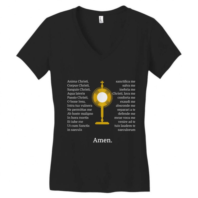 Anima Christi Tshirt Soul Of Christ Sanctify Catholic Latin Women's V-Neck T-Shirt by ReginaldLewisMay | Artistshot