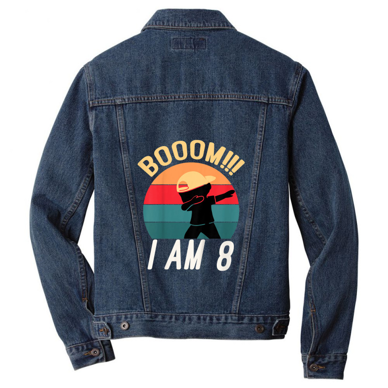 Kids Dabbing Birthday Shirt 8 Years Old Birthday Outfit Boys Men Denim Jacket | Artistshot