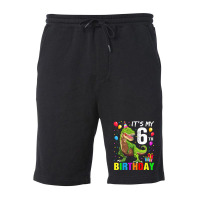 Kids It's My 6th Birthday Happy 6 Year T-rex Shirt Boys Fleece Short | Artistshot