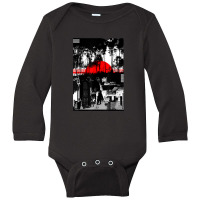 Urban City Silhouetted Tonal Black & White Graphic Long Sleeve Baby Bodysuit | Artistshot