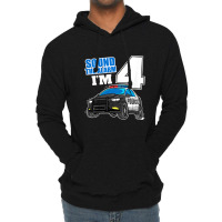 Kids Police Car 4th Birthday Boy 4 Cop Policeman Officer Four Lightweight Hoodie | Artistshot