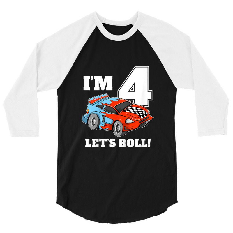 Kids Race Car 4th Birthday Boy 4 Four Year Old Racing Car 3/4 Sleeve Shirt | Artistshot