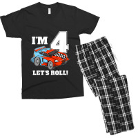 Kids Race Car 4th Birthday Boy 4 Four Year Old Racing Car Men's T-shirt Pajama Set | Artistshot