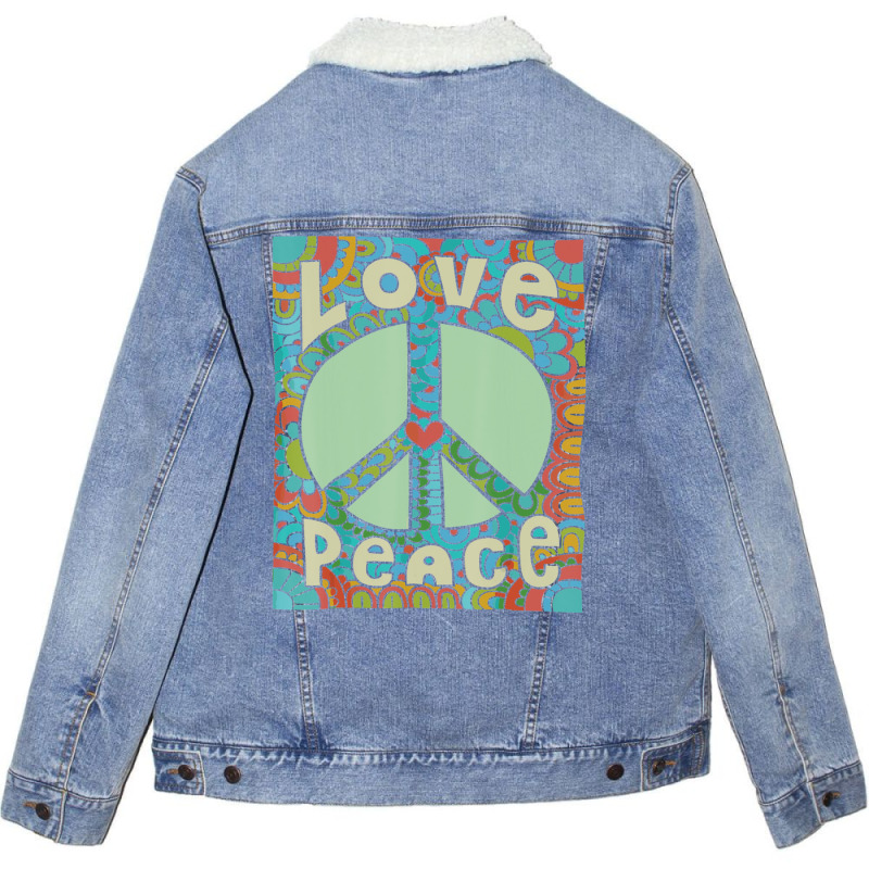 Peace Sign Love 60s 70s Tie Die Hippie Costume Unisex Sherpa-lined Denim Jacket | Artistshot