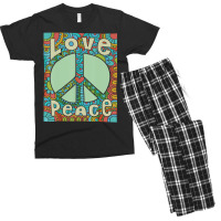 Peace Sign Love 60s 70s Tie Die Hippie Costume Men's T-shirt Pajama Set | Artistshot