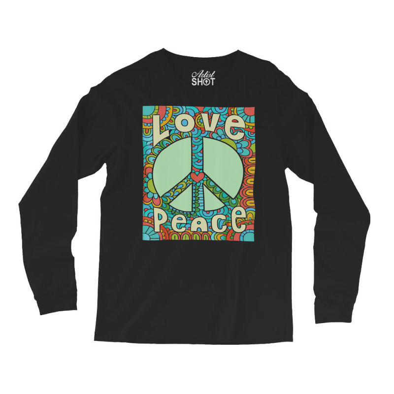 Peace Sign Love 60s 70s Tie Die Hippie Costume Long Sleeve Shirts | Artistshot