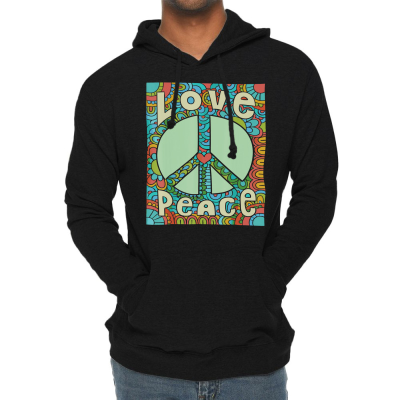 Peace Sign Love 60s 70s Tie Die Hippie Costume Lightweight Hoodie | Artistshot