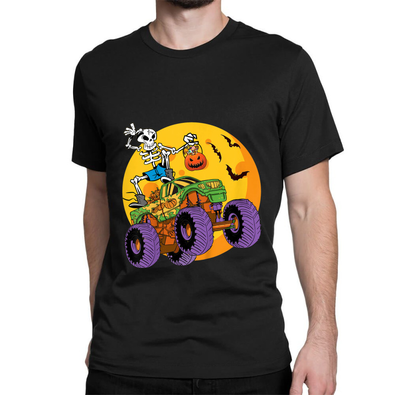 Kids Skeleton Monster Truck Trick Treat Halloween Monster Truck Classic T-shirt | Artistshot