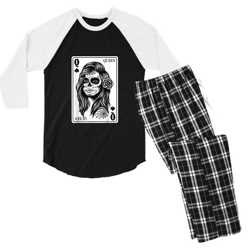 King And Queen Skull - 12 Card Hearts Flush Couple Matching Men's 3/4 Sleeve Pajama Set | Artistshot