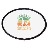 Phoenix Arizona Desert Cactus Retro Sunset Outdoors Retro Oval Patch | Artistshot