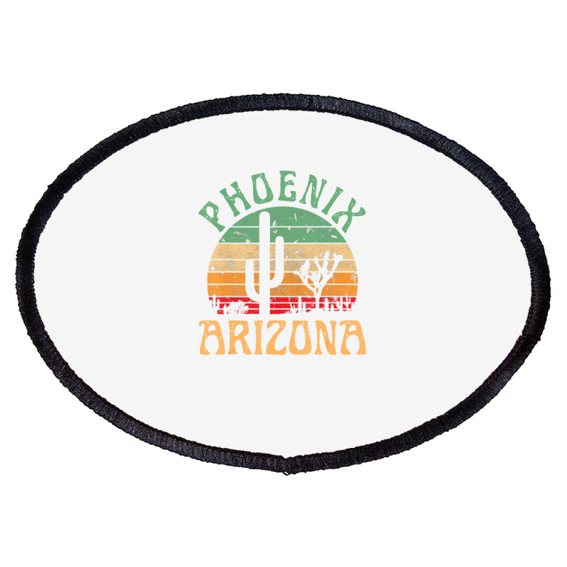 Phoenix Arizona Desert Cactus Retro Sunset Outdoors Retro Oval Patch | Artistshot