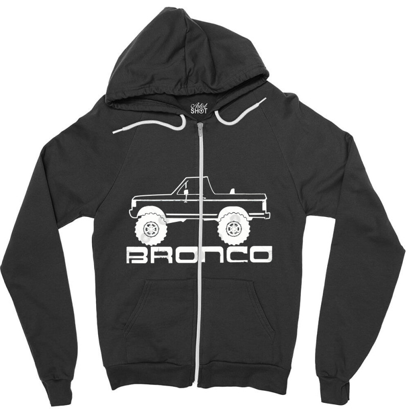 1987 1991 Bronco Side Topless White Print Zipper Hoodie | Artistshot