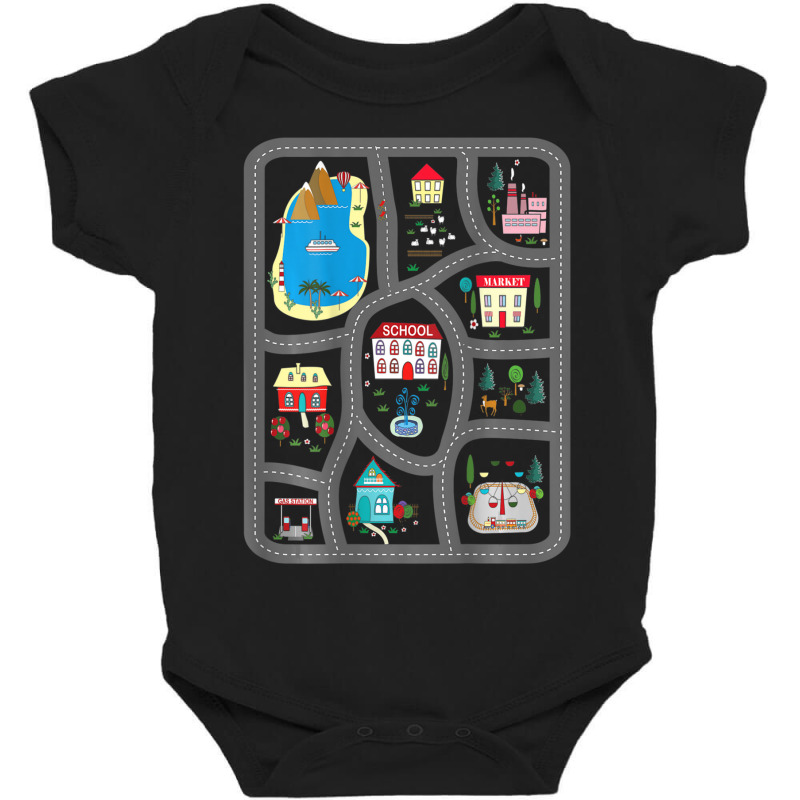 Play Cars On Dad's Back Mat Road Car Race Track Baby Bodysuit | Artistshot