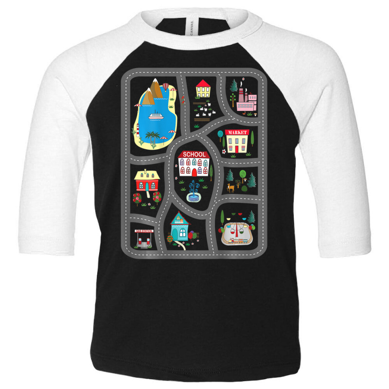 Play Cars On Dad's Back Mat Road Car Race Track Toddler 3/4 Sleeve Tee | Artistshot