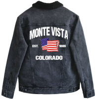 Monte Vista Colorado Co Usa Stars & Stripes Vintage Style Premium Unisex Sherpa-lined Denim Jacket | Artistshot