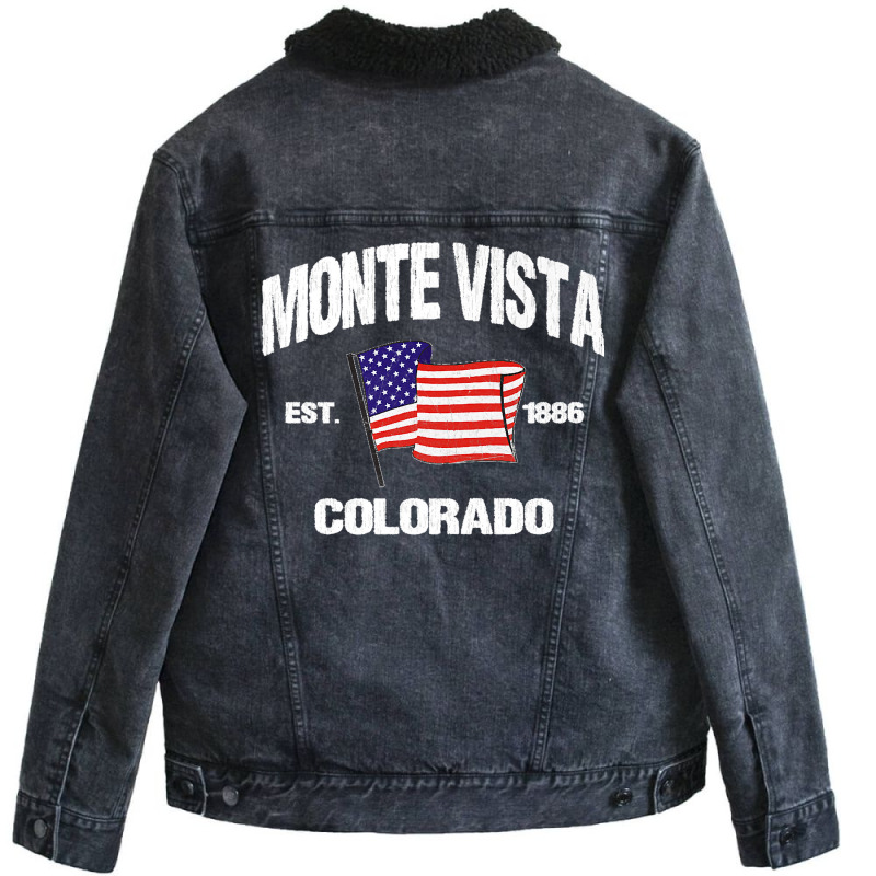 Monte Vista Colorado Co Usa Stars & Stripes Vintage Style Premium Unisex Sherpa-Lined Denim Jacket by JOHNDTROUTMAN | Artistshot