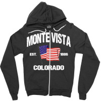 Monte Vista Colorado Co Usa Stars & Stripes Vintage Style Premium Zipper Hoodie | Artistshot