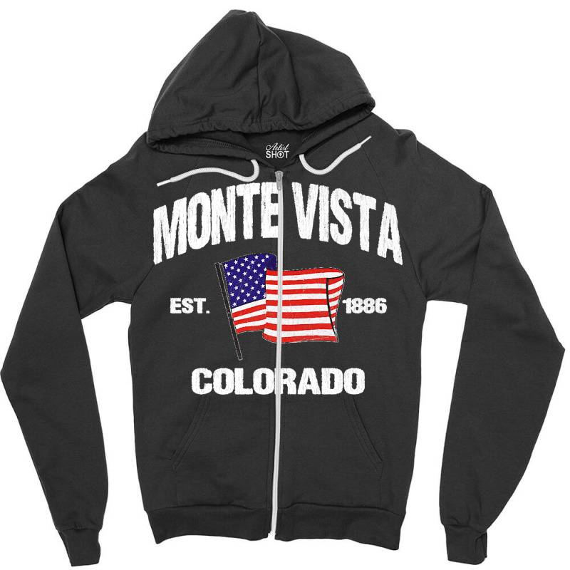 Monte Vista Colorado Co Usa Stars & Stripes Vintage Style Premium Zipper Hoodie by JOHNDTROUTMAN | Artistshot