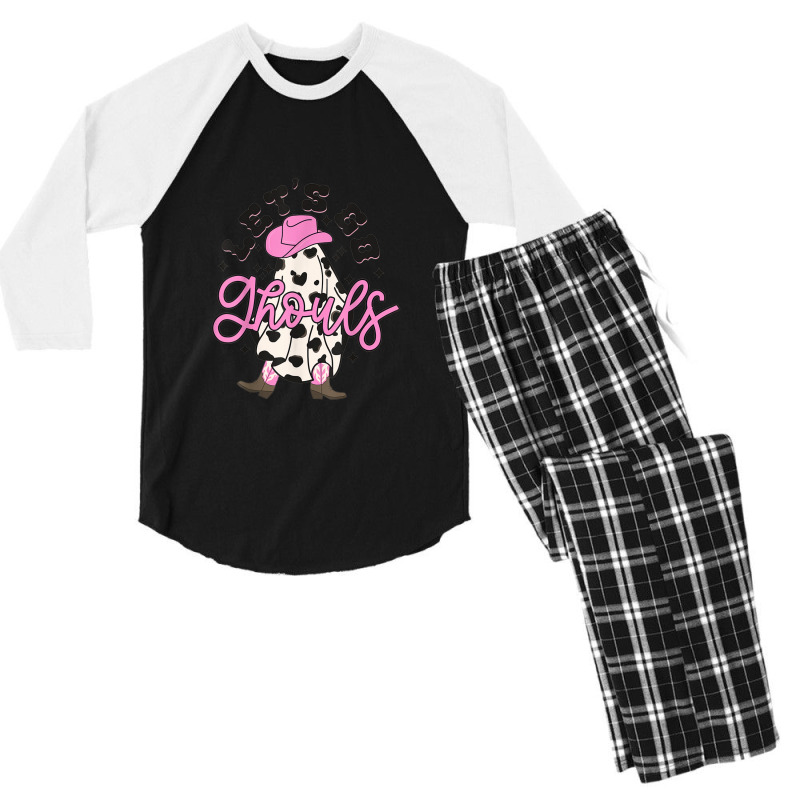 Let’s Go Ghouls Halloween Spooky Western Cowgirl Retro Men's 3/4 Sleeve Pajama Set | Artistshot