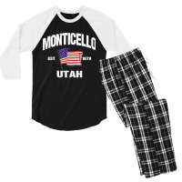 Monticello Utah Ut Usa Stars & Stripes Vintage Style Men's 3/4 Sleeve Pajama Set | Artistshot