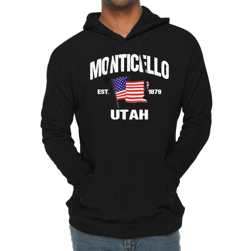 Monticello Utah Ut Usa Stars & Stripes Vintage Style Lightweight Hoodie by JOHNDTROUTMAN | Artistshot