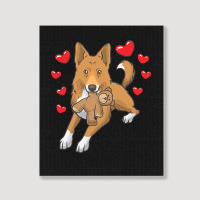 Bedouin Sheepdog T  Shirt Canaan Dog With Stuffed Animal And Hearts T Portrait Canvas Print | Artistshot