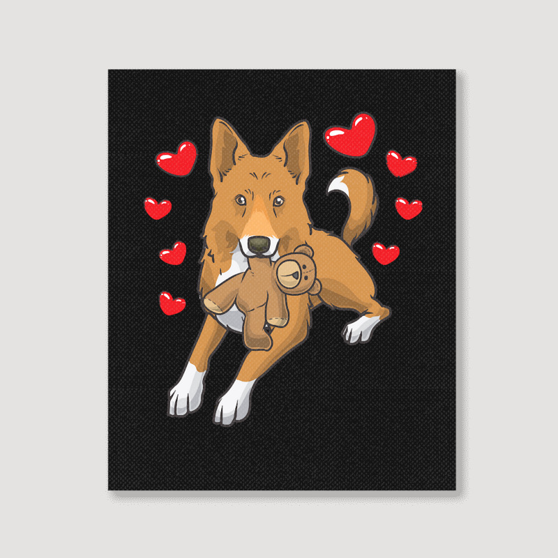 Bedouin Sheepdog T  Shirt Canaan Dog With Stuffed Animal And Hearts T Portrait Canvas Print by theodora67935 | Artistshot