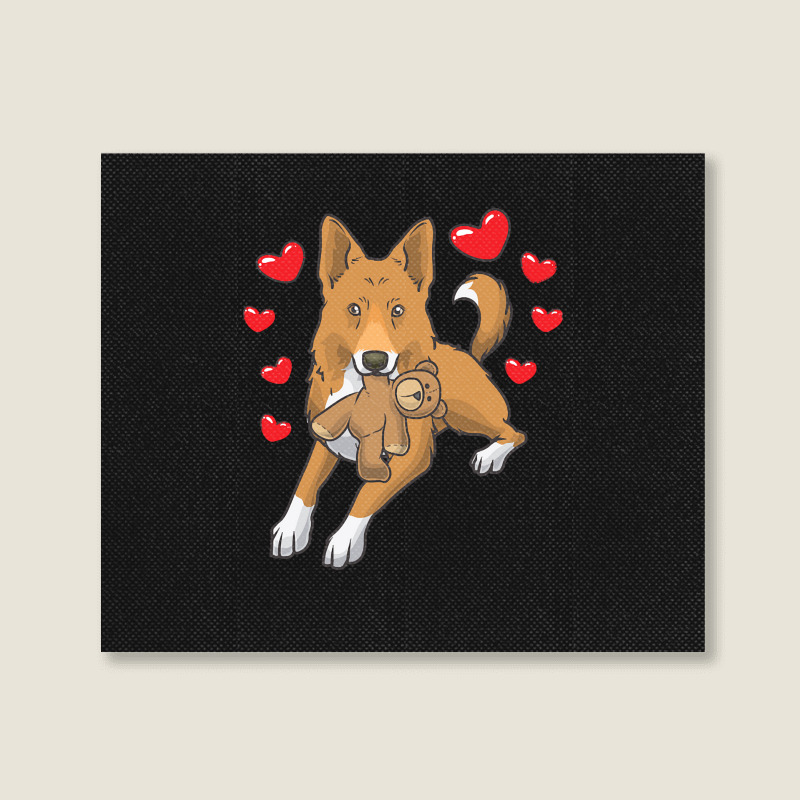 Bedouin Sheepdog T  Shirt Canaan Dog With Stuffed Animal And Hearts T Landscape Canvas Print by theodora67935 | Artistshot