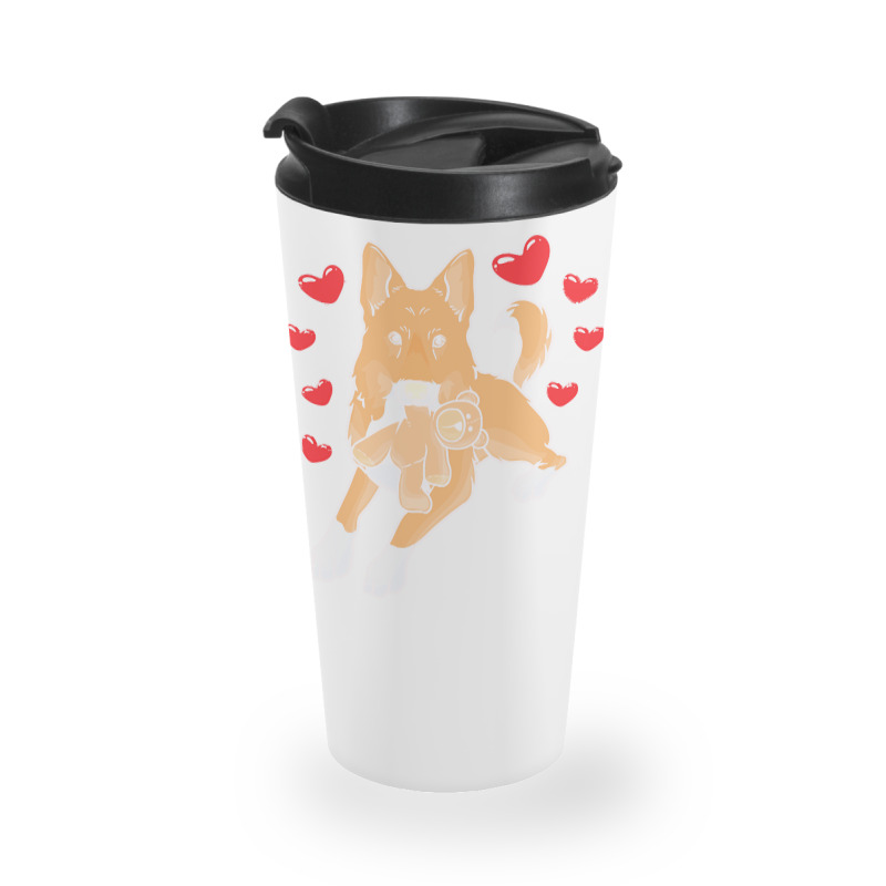 Bedouin Sheepdog T  Shirt Canaan Dog With Stuffed Animal And Hearts T Travel Mug by theodora67935 | Artistshot