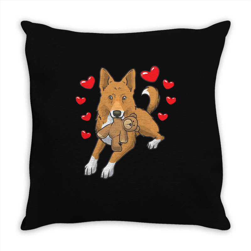 Bedouin Sheepdog T  Shirt Canaan Dog With Stuffed Animal And Hearts T Throw Pillow by theodora67935 | Artistshot