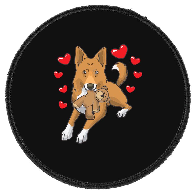 Bedouin Sheepdog T  Shirt Canaan Dog With Stuffed Animal And Hearts T Round Patch by theodora67935 | Artistshot