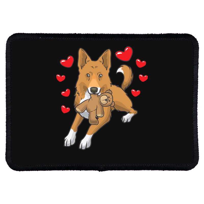 Bedouin Sheepdog T  Shirt Canaan Dog With Stuffed Animal And Hearts T Rectangle Patch by theodora67935 | Artistshot