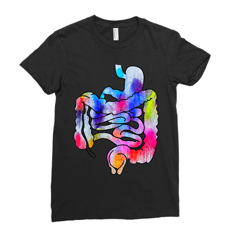 Digestive System Gastrointestinal Tract Watercolor Art Gifts Ladies Fitted T-Shirt by degreesgunner | Artistshot