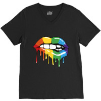 Lgbt Rainbow Lip Pro Gay Pride Month Lgbtq V-neck Tee | Artistshot