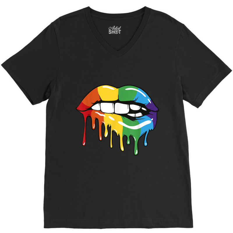 Lgbt Rainbow Lip Pro Gay Pride Month Lgbtq V-neck Tee | Artistshot