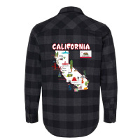 Map Of California Landmarks, Major Cities, Flag Flannel Shirt | Artistshot