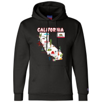 Map Of California Landmarks, Major Cities, Flag Champion Hoodie | Artistshot