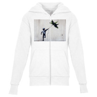 Banksy Bbanoy Playing With Jetfighter Kite   Street Art Mideast Youth Zipper Hoodie | Artistshot