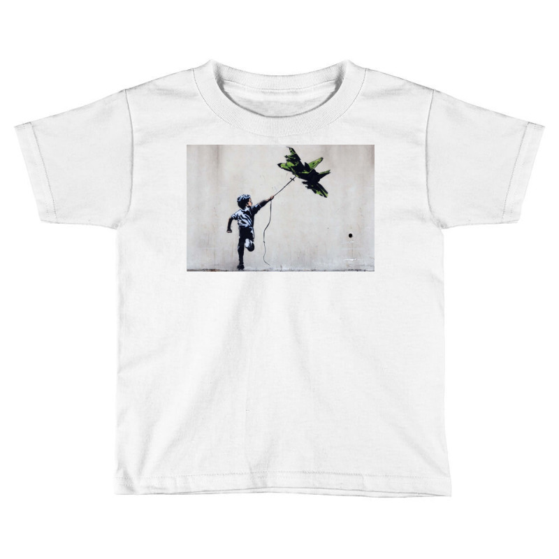 Banksy Bbanoy Playing With Jetfighter Kite   Street Art Mideast Toddler T-shirt | Artistshot