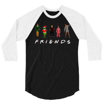 Christmas Grinch Kevin Friends Characters For Dark 3/4 Sleeve Shirt Designed By Jurdex Tees