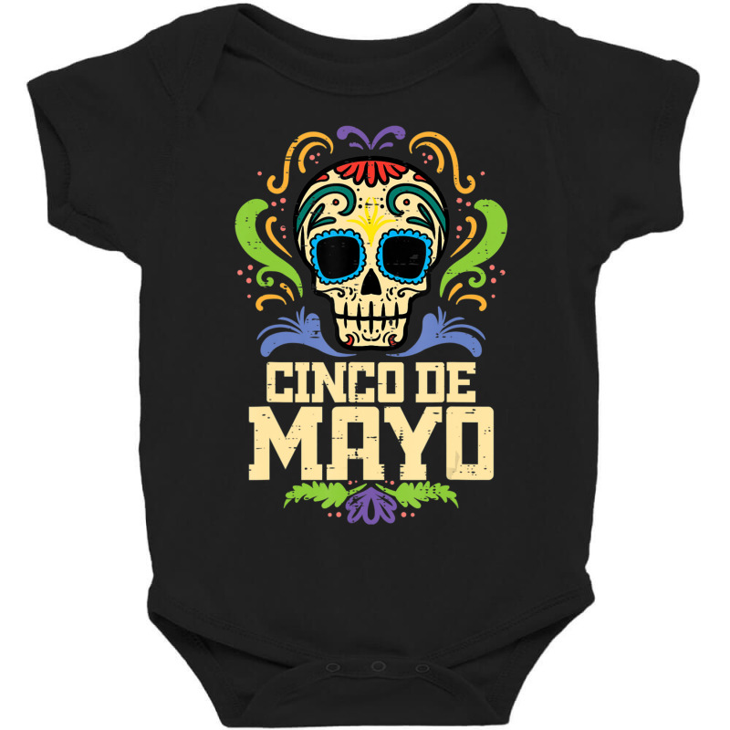 Cinco De Mayo Sugar Skull Mexican Fiesta Dia De Los Muertos Baby Bodysuit by behindcedar22 | Artistshot