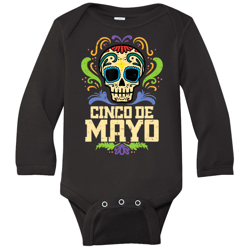 Cinco De Mayo Sugar Skull Mexican Fiesta Dia De Los Muertos Long Sleeve Baby Bodysuit by behindcedar22 | Artistshot