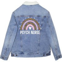 Psych Nurse Nursing Leopard Rainbow Psychiatric Nurse Women Unisex Sherpa-lined Denim Jacket | Artistshot