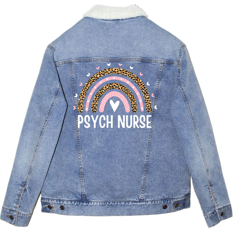 Psych Nurse Nursing Leopard Rainbow Psychiatric Nurse Women Unisex Sherpa-Lined Denim Jacket by Min09 | Artistshot