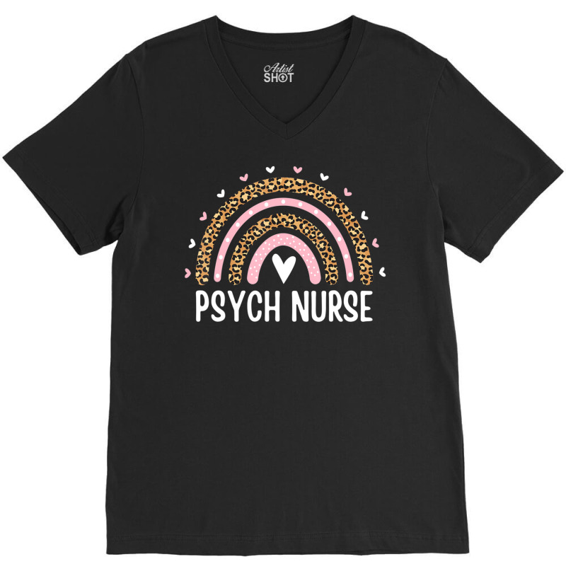 Psych Nurse Nursing Leopard Rainbow Psychiatric Nurse Women V-Neck Tee by Min09 | Artistshot