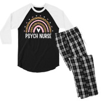 Psych Nurse Nursing Leopard Rainbow Psychiatric Nurse Women Men's 3/4 Sleeve Pajama Set | Artistshot