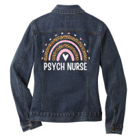 Psych Nurse Nursing Leopard Rainbow Psychiatric Nurse Women Ladies Denim Jacket | Artistshot