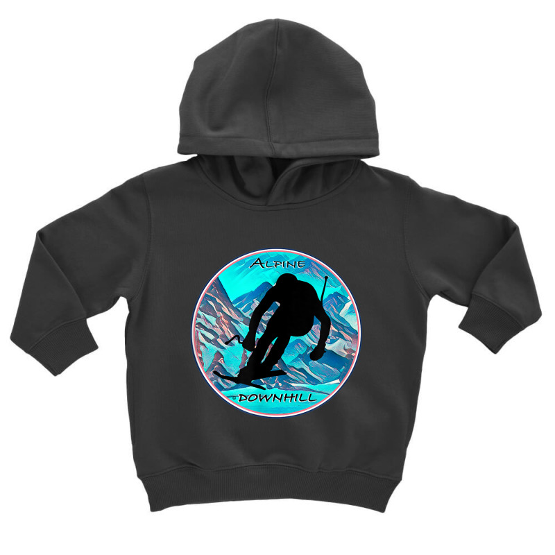 Cool Alpine Downhill Ski Racer Silhouette Mountain Scene Toddler Hoodie | Artistshot